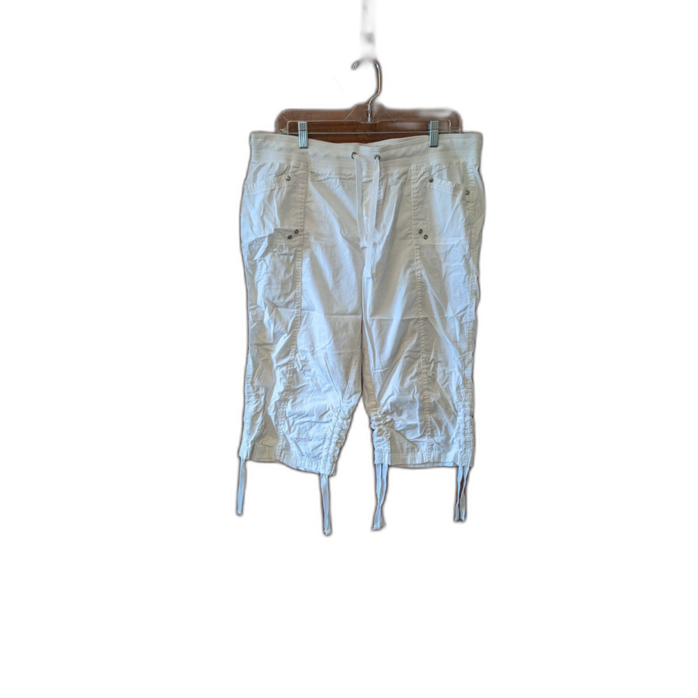 White Capri Pants Clam Diggers Ruched Legs George & Martha Capris Y2K Vintage XL